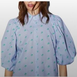 Zara Blue and Green Button Down Shirt